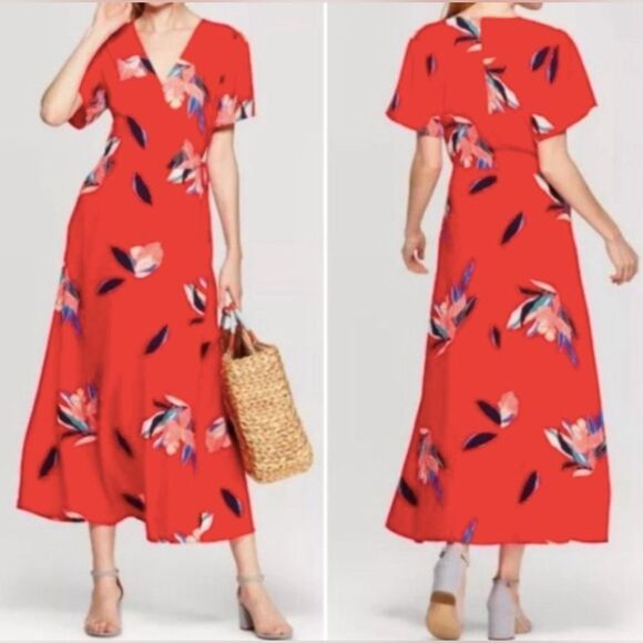 Floral Wrap Maxi Midi Dress w/ Pockets | a new day | M - Picture 1 of 7